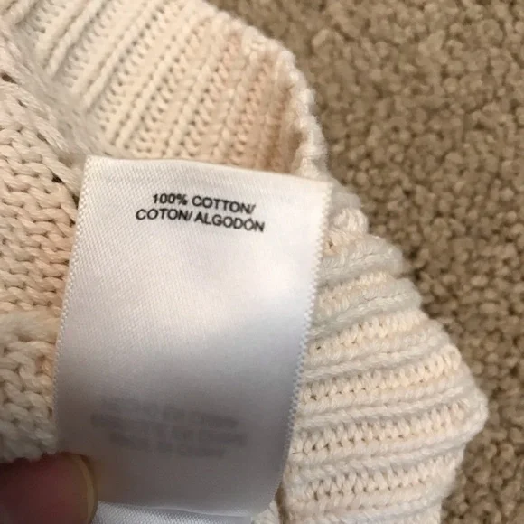 Lucky Brand Crochet Hoodie Cropped Sweater Women Medium Cream Pointelle Pullover - Picture 11 of 13